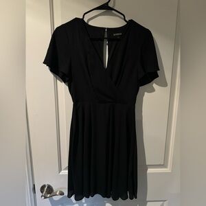 Express Black Mini Dress with Flutter Sleeves